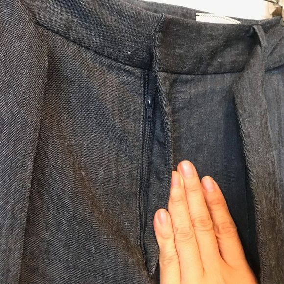 United Arrows Wide Leg Pants Women Blue Linen Elegant High Rise Size 36 xs - Picture 6 of 11